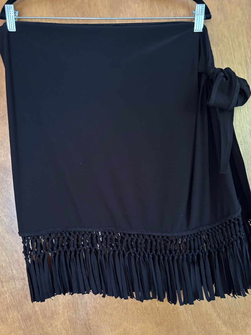 Dotti Black Fringe Swim Cover-Up, Sarong - L/XL